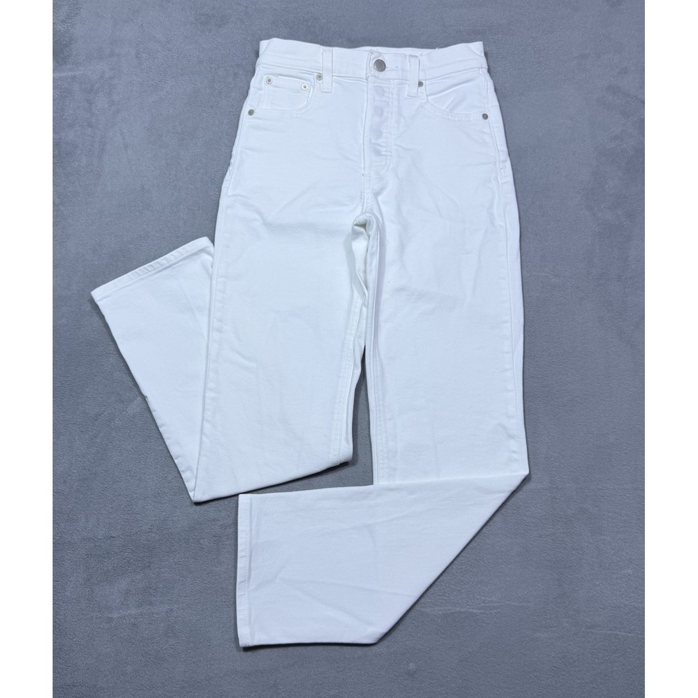 Denim Forum Jeans Womens 24x27 The Arlo Highrise Straight White Stretch Boho USA
